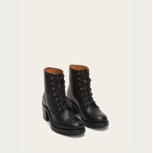 Frye Sabrina 6G Lace Up Black Boots Size 9M
